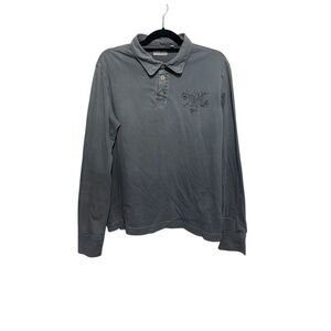 MEK‎ Denim Men's New York Distressed Patch Polo Shirt Casual Gray Cotton M